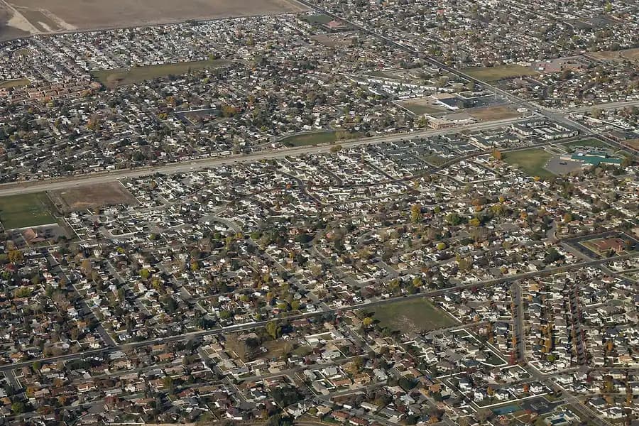 Aerial view of Taylorsville and West Jordan along Utah State Route 154
